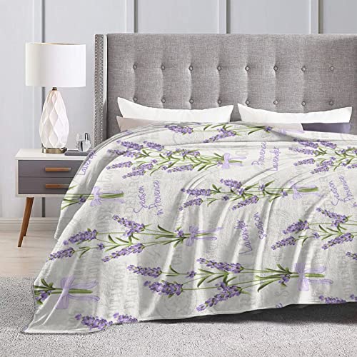 Perinsto Watercolor Lavender Flowers Throw Blanket Ultra Soft Warm All Season Decorative Fleece Blankets For Bed Chair Car Sofa Couch Bedroom 80"X60" #TOP4