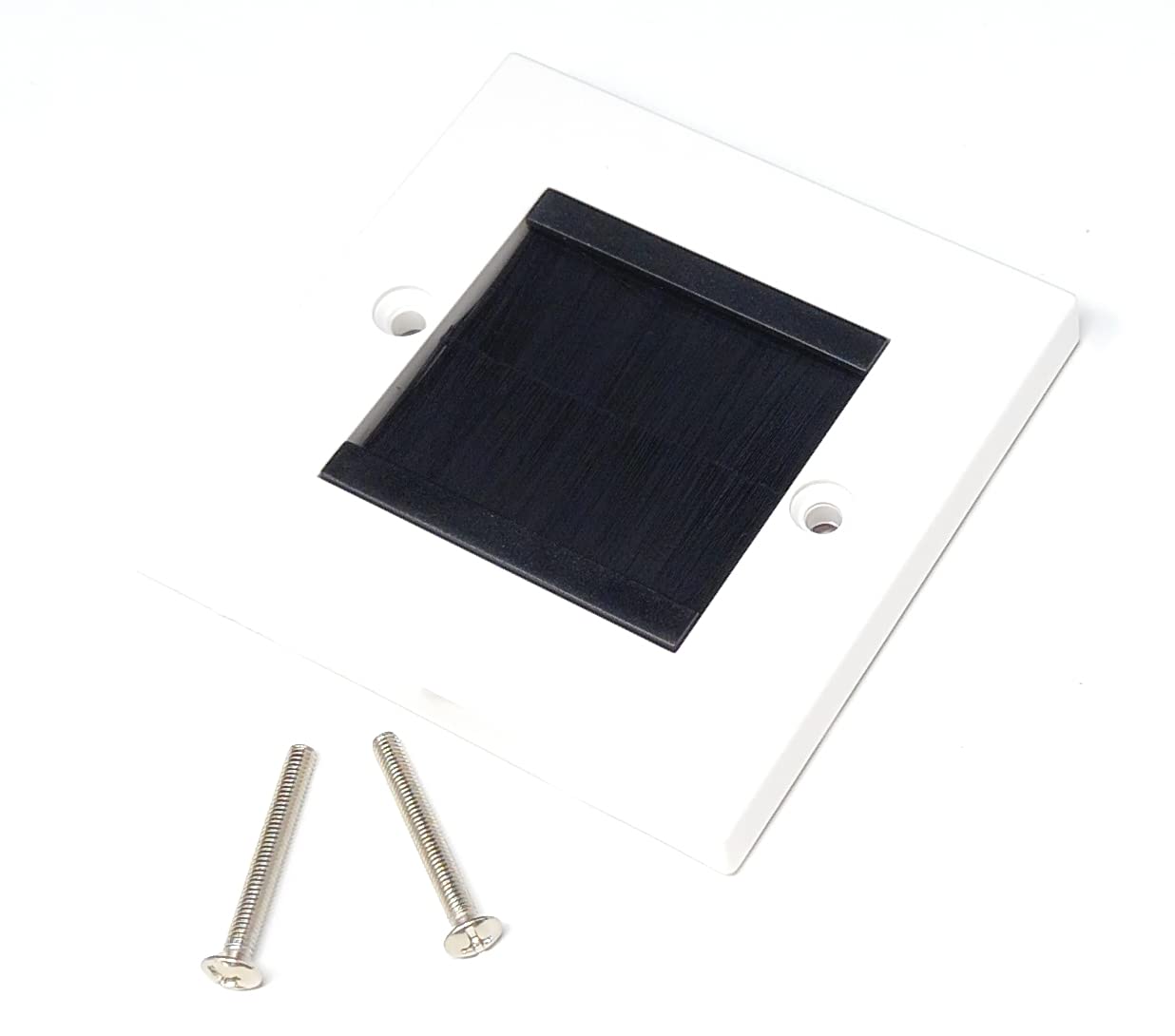White Brush Plate Faceplate Wall Mounted Installation Tidy Cable Pass Through Insert for Wires and Cable Access (Single 86 x 86mm - Image 3