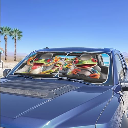 Image of Sun Shade for Car Windshield Foldable Funny FrogFront Windshield Shade for Sun Auto Vehicle Shield Reflector Blocking Screen Cover Fit Car Front Window for Trucks SUV Van