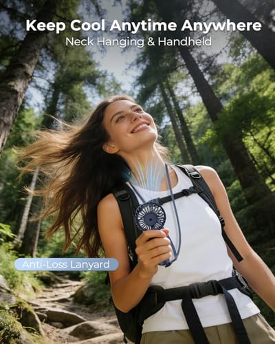 Image of ARCTICOOL Portable Mini Fan - Rechargeable Hand Fan with 3 Adjustable Speeds, 2000mAh Battery, Lightweight Design, Low Noise, and Easy Portability for Indoor and Outdoor Use (Blue)