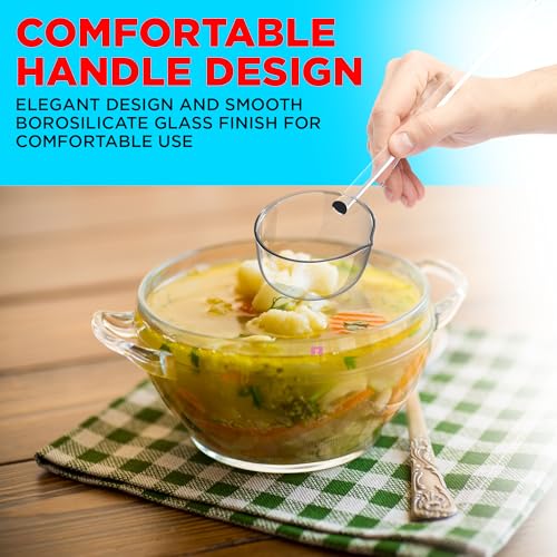 Image of Multipurpose Glass Spoon and Ladle - Heat Resistant Borosilicate Karandi for Cooking, Serving, Stirring & Tadka (Green)