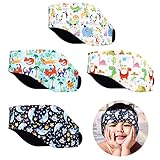 4pcs Swimming Headband for Kids, Adjustable Waterproof Swimming Ear Plugs Cute Cartoon Ear Band Swim Protection Earplugs Dinasour Sea Life Patterns Keep Water Out of Ears