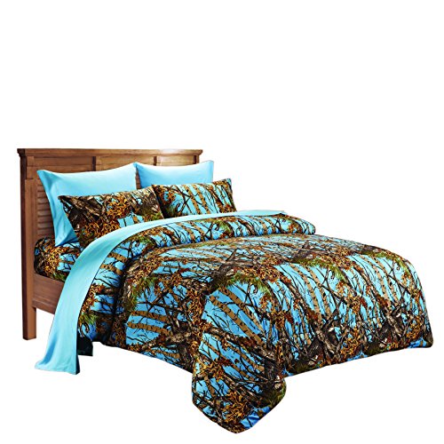 The Woods Premium Microfiber CAMO Sheet Set (Blue, Full)