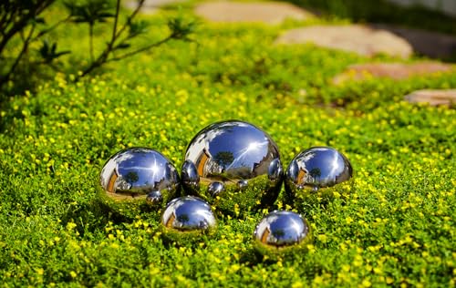 SOUCCESS DEKOKUGELN Edelstahl, 5ER-Set - 5 Edelstahl-Kugeln IM Set, DEKOKUGELN, TEICHKUGELN, SCHWIMMKUGELN, EDELSTAHLKUGELN HOCHGLANZPOLIERT