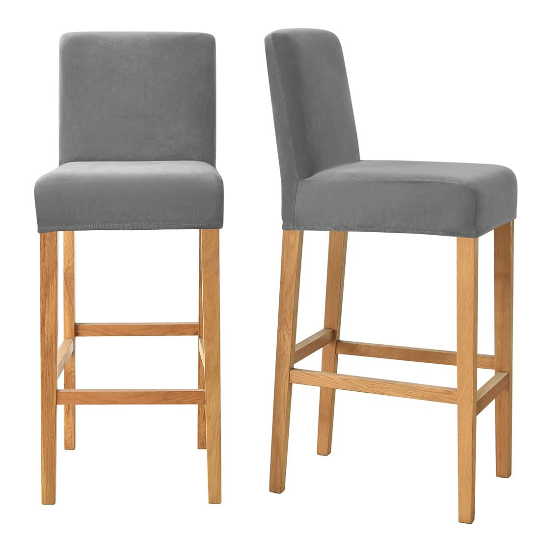 Bar Stool Covers with Back Velvet Barstool Slipcovers Stretch Counter Pub Chair Cover Washable Protector for Kitchen Dining Room Set of 2 Dark Gray