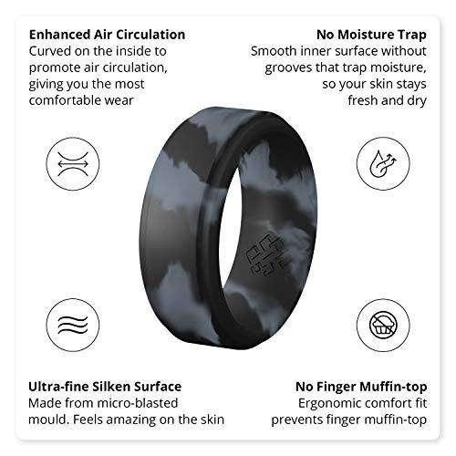 Bague en silicone design Knot Theory marbre noir finition biseautée