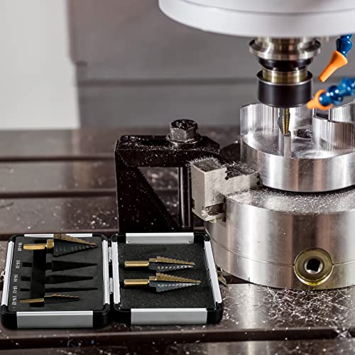 step drill bits 5pcs hss titanium step drill bit set 50 sizes high speed steel step bits for metal with aluminum case