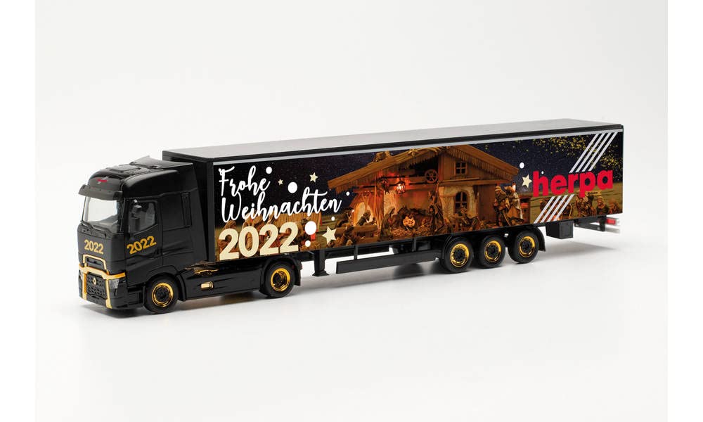 Herpa 315470 - Renault T facelift Suitcase Saddle Pull 15 m "Herpa Christmas Model 2022"