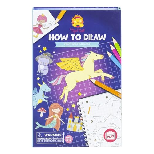 Tiger Tribe: How to Draw - Fairytale Fantasy - Set artistico creativo, guida passo-passo, matite colorate, blocco per schizzi artistici, custodia interna, bambini dai 5 anni in su