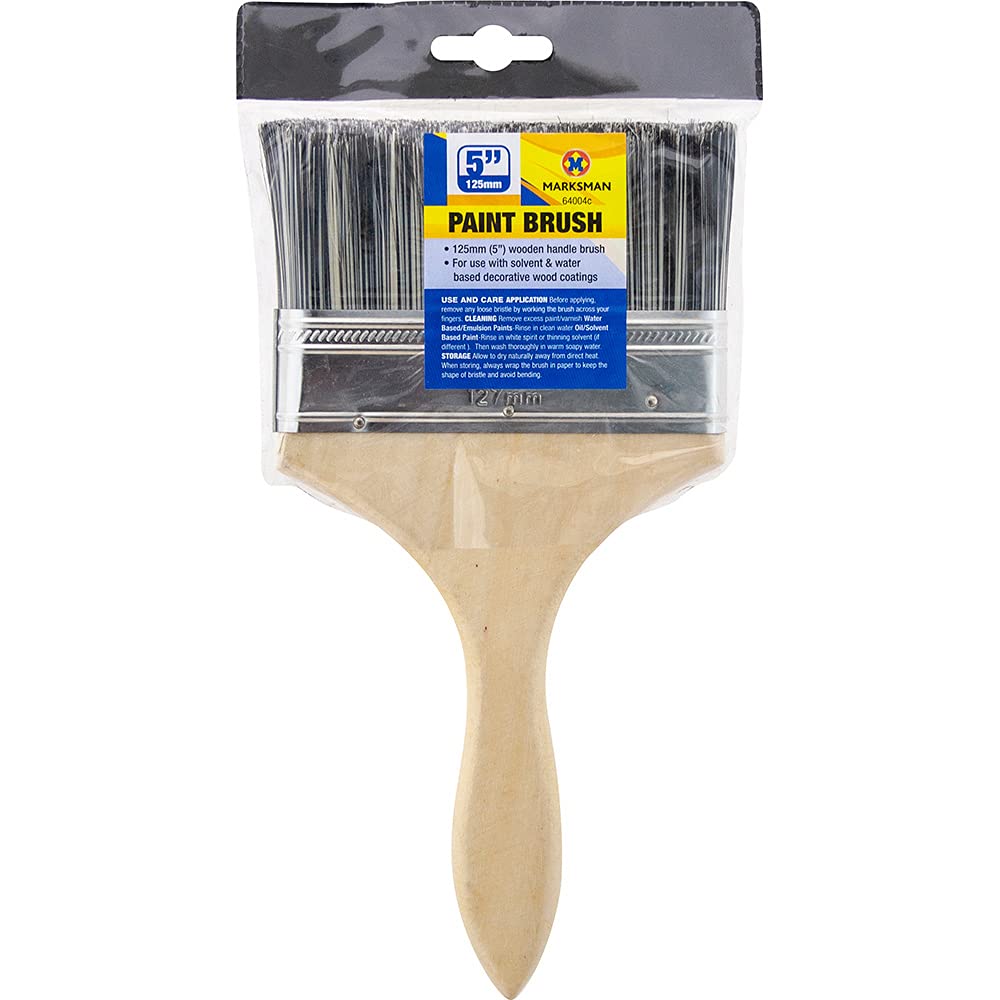 Bargaingalore New 2Pc 5" Paint Brush Wooden Handle Decorating Painting Brushes Set Bristle