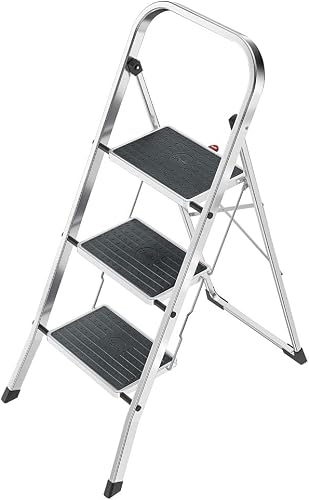Hailo Marchepied aluminium 3 marches avec main courante
