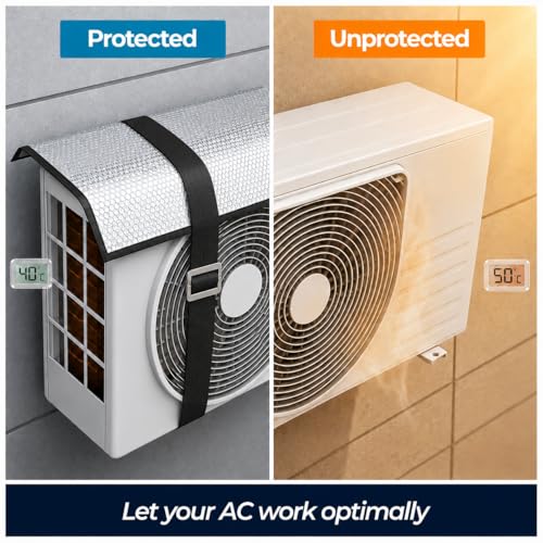 Image of AC Outdoor Unit Protector Cover | Waterproof & Heat Resistant Insulation Sheet | Heavy Duty AC Outdoor Cover for 1.5 Ton Split AC | Sun, Rain & Dust Protection Aluminium Triple Layer