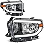 AUTOSAVER88 LED Headlights Assembly Compatible with14-21 2014 2015 2016 2017 2018 2019 2020 2021 Tundra (Fits Halogen Headlight Models Only) Headlamp Replacement Black Housing Amber Reflector