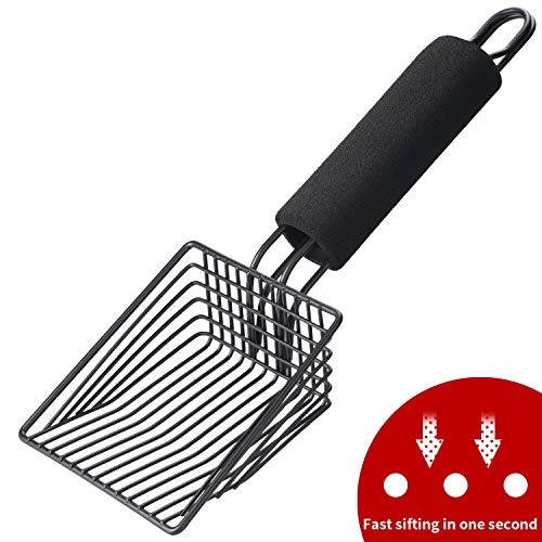 BasicForm Recogedor de Arena de Metal para Gatos - Pala de Tamizado Rápido y Cómodo, Diseñada para Dueños de Varios Gatos