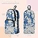sanluoli White Blue Mottled Retro Nylon 3 Compartments Pencil Bag For Teens Large Capacity Pencil Case For College Stationery Bag for Kids College 1600ml