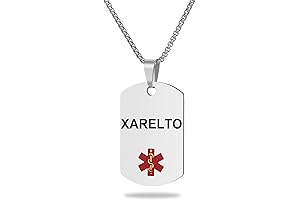 Medical Alert Necklace Laser Engraved Tag for Seniors