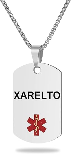 Collar de alerta médica, etiqueta grabada con láser, grabado personalizado, etiqueta de identificación de acero inoxidable, colgante para hombres y