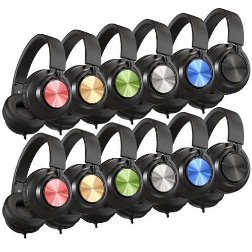 AILIHEN �����p�w�b�h�t�H�� �o���N12�p�b�N - �q�������w�b�h�t�H�� �w�Z�p K-12 �w�� �I�����C���w�K �w�Z�p HD�}�C�N 3.5mm�W���b�N �^�u���b�g Chromebook�p (�}���`�J���[)