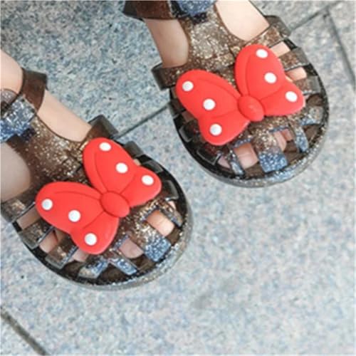 Shoes Girls Summer Sandals Transparent Polka Dot Stereo Bow Pattern Sandals Princess Sandals Casual Sandals(Black,32)3