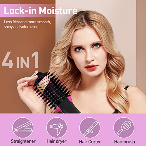 Nicebay Hair Dryer Brush Blow Dryer Brush In One, One Step Hot Air Brush, Negative Ion Hair Brush Blow Dryer And Styler, Blowout Brush Hair Dryer And Volumizer With Ceramic Oval Barrel For Women,Red #TOP1