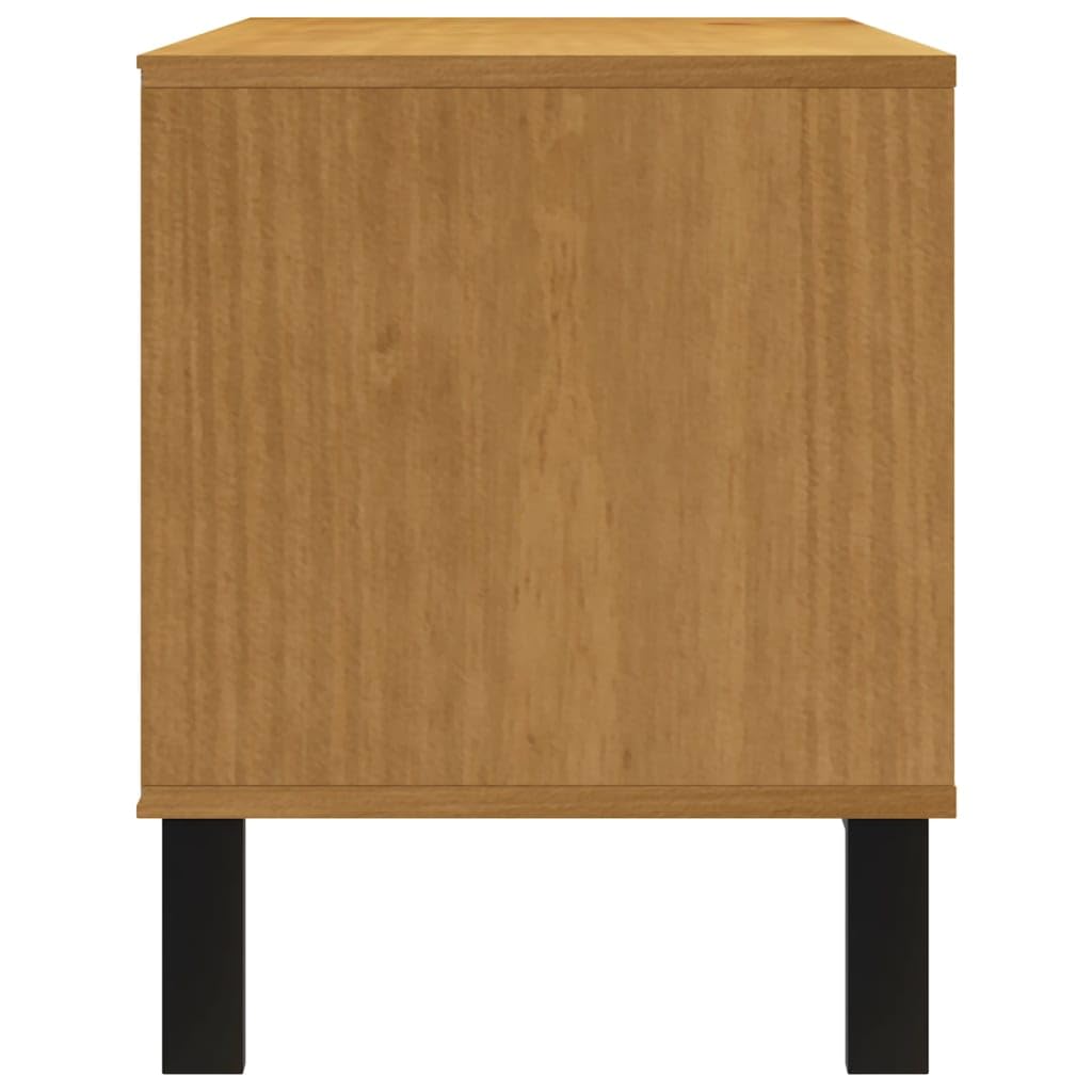 FLAM - Mobile per TV in legno di pino massiccio effetto rovere, 110 x 40 x 50 cm, con vano portaoggetti, cassetti, scomparti aperti e canalina per cavi, per soggiorno, home theater, camera da