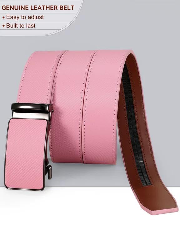 Image of VONMELLI Mens Belt Genuine Leather Ratchet Belt for Men Dress | Adjustable Buckle, Trim to Fit, for Men Pant Jeans, Business & Casual Wear, Smooth Sliding
