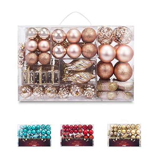 AMS 72ct Christmas Ball Assorted Pendant Shatterproof Ball Ornament Set Seasonal Decorations...