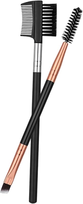 2 Pcs Eyelash Comb and Eyebrow Brush Comb, Professional Double-Ended Eyebrow and Eyelash Brush, Angled Eye Brow Brush and Spoolie, Makeup Grooming Tool for Shaping Brows and Lashes