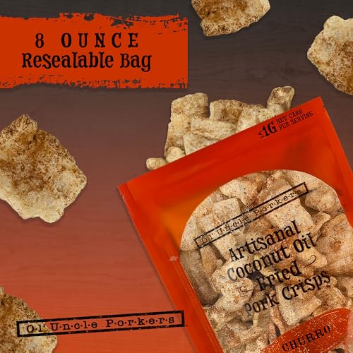 Ol' Uncle Porkers Keto-Friendly Pork Rinds Fried in Coconut Oil, 8 oz Bags, (Cinnamon Churro Flavor, Pack of 1) - image 5