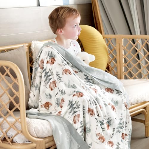 Image of GRSSDER Muslin Cotton Quilt Blanket - Silky Soft and Breathable Baby Blanket Quilt, Oversized Muslin Blankets for Newborns, Toddlers & Kids, 6 Layers Reversible Design for All Seasons, 47 inch x 47 inch