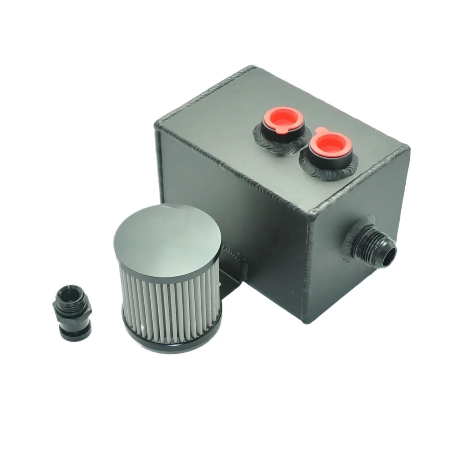 Universal Car 2L Aluminiowy pojemnik na olej Zbiornik paliwa Zbiornik paliwa z odpowietrznikiem i kranem spustowym filtra Zbiornik Oleju Wspomagania Kierownicy(2L Black)