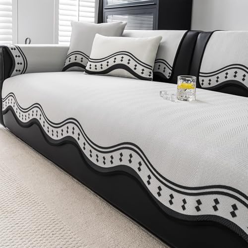 Housse de coussin souple lavable 110x320cm protège-canapé gris - 2