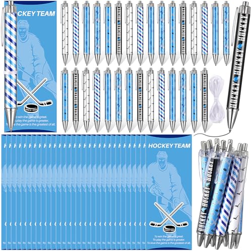 Sayglossy 60 Pcs Hockey Party Favors Hockey Team Gifts Sets Bulk Ballpoint Pens with Cards Sports Party Prizes for Themed Birthday Sports Players Fans Lover Adults Stocking Stuffers