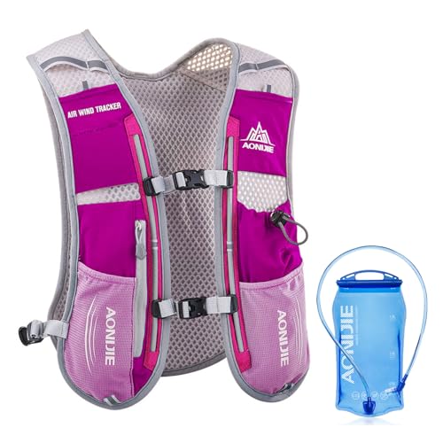 Image of TRIWONDER Running Hydration Vest Water Pack Backpack for Men Women Pink 5L Runner Trail Race Marathon Triathlon Cycling Jogging Hiking Sport Gym (02 Rose Red 5L - with 1.5L PEVA Bladder)