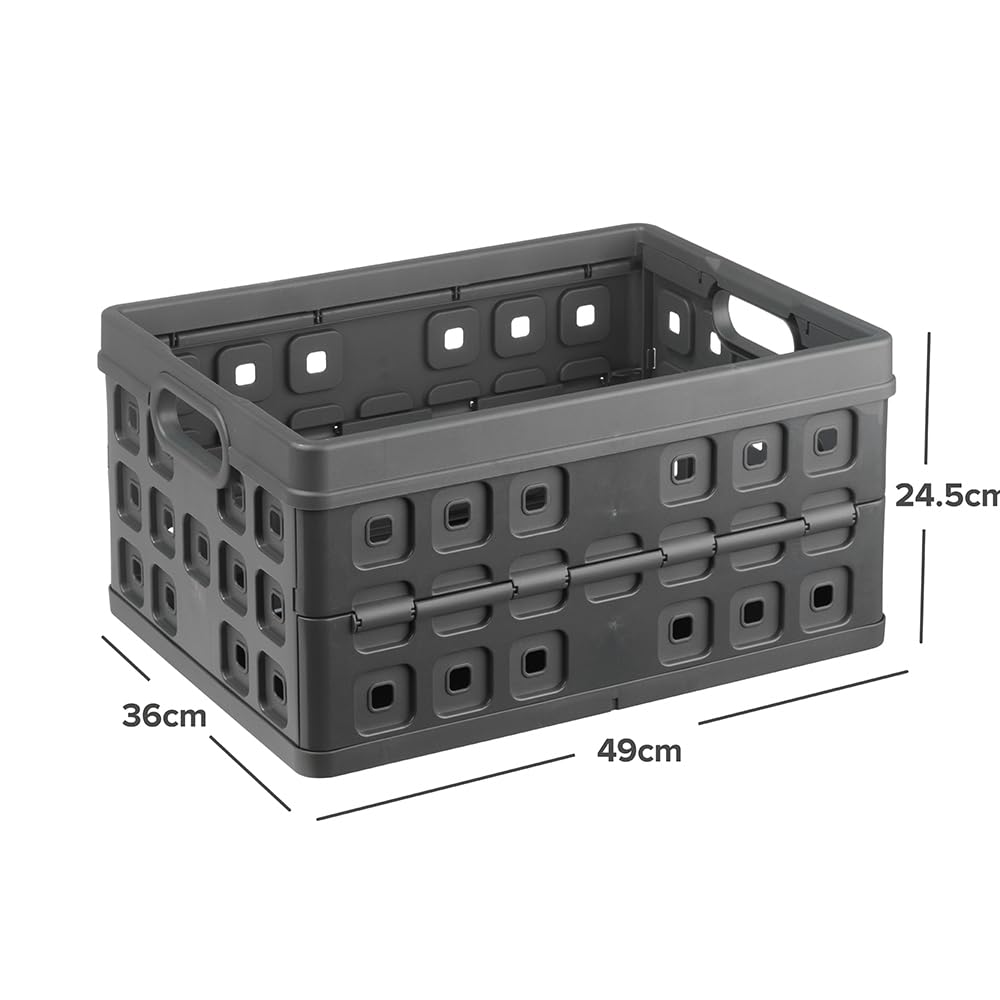 Sunware Square Cassetta Pieghevole in Plastica 32L 49x36x24.5cm Contenitore Multifunzione
