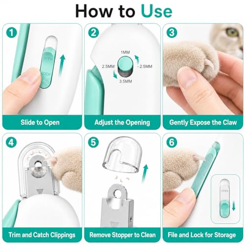 Coupe-ongles pour chat Pett bleu contre les griffures avec réservoir propre - 6