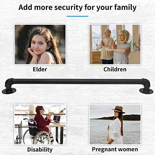 PNBO Wall Handrail 3FT/90CM,Industrial Staircase Railing 1.25 Inch Tube Diameter,Galvanized Pipe Handrails for Indoor Stairs with Wall Mount Support,for Wall Mounted Stairway Handrail - Image 7