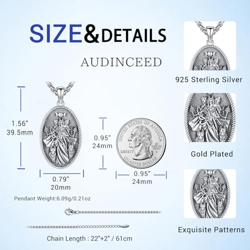 Hecate Necklace 925 Sterling Silver Goddess of Witches of Magic Hekate Pendant Necklace Ancient Greek Mythology Night of Hekate Moon Amulet Jewelry for Women Men2