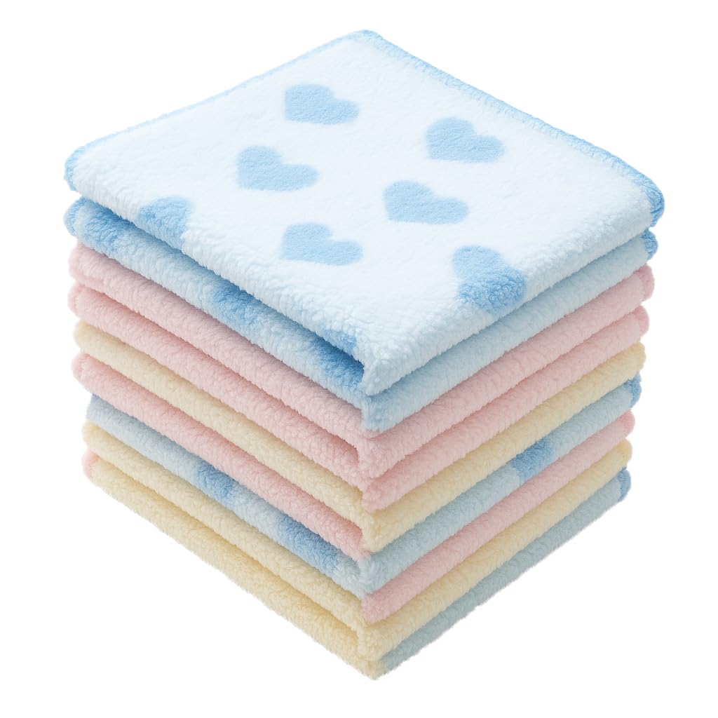 Microfiber Women's & Kid's Handkerchief - 400 GSM/Solid Extra Soft and Super Absorbent Hankies for Women, Kids, and Newborn Babies Hearts- Set of 12 (25x25 cm)-image-33