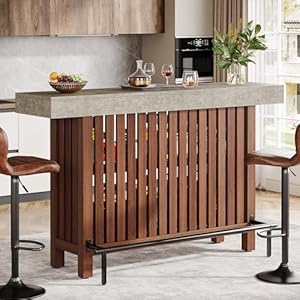 Tribesigns 63-Inch Large Home Bar Unit, 2-Tier Mini Bar Table, Height Pub Table with Footrest, Modern Coffee Bar Cabinet for Home Kitchen, Bistro, Dining Room, Living Room | 2-Tier, Height Pub Table, with Footrest, Modern, for Home Kitchen