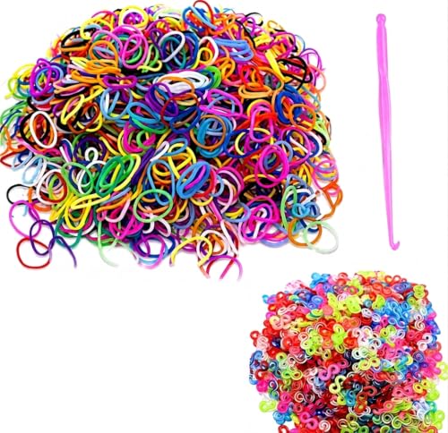 600+ Loom Bands Refill Pack with Hook Tool and Colorful S Clips Art Craft Refills for DIY Bracelet Making Refill Kit (Multi Color)