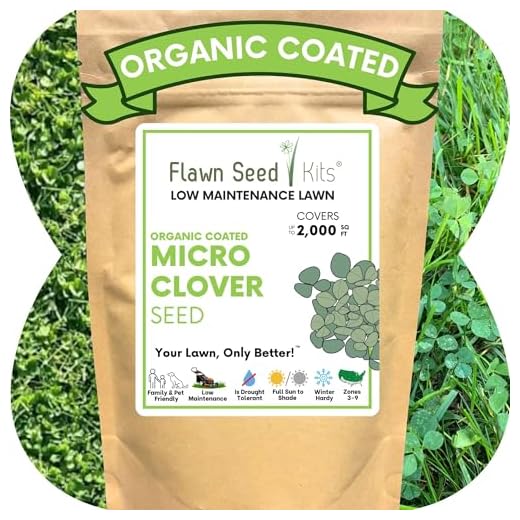 Flawn Seed Kits Micro Clover Seed, Organic Coated, Eco-Friendly, Low Growing, Low Maintenance, Lawn Alternative, Kraft Zipper Pouch, Covers up to 2000 sqft
