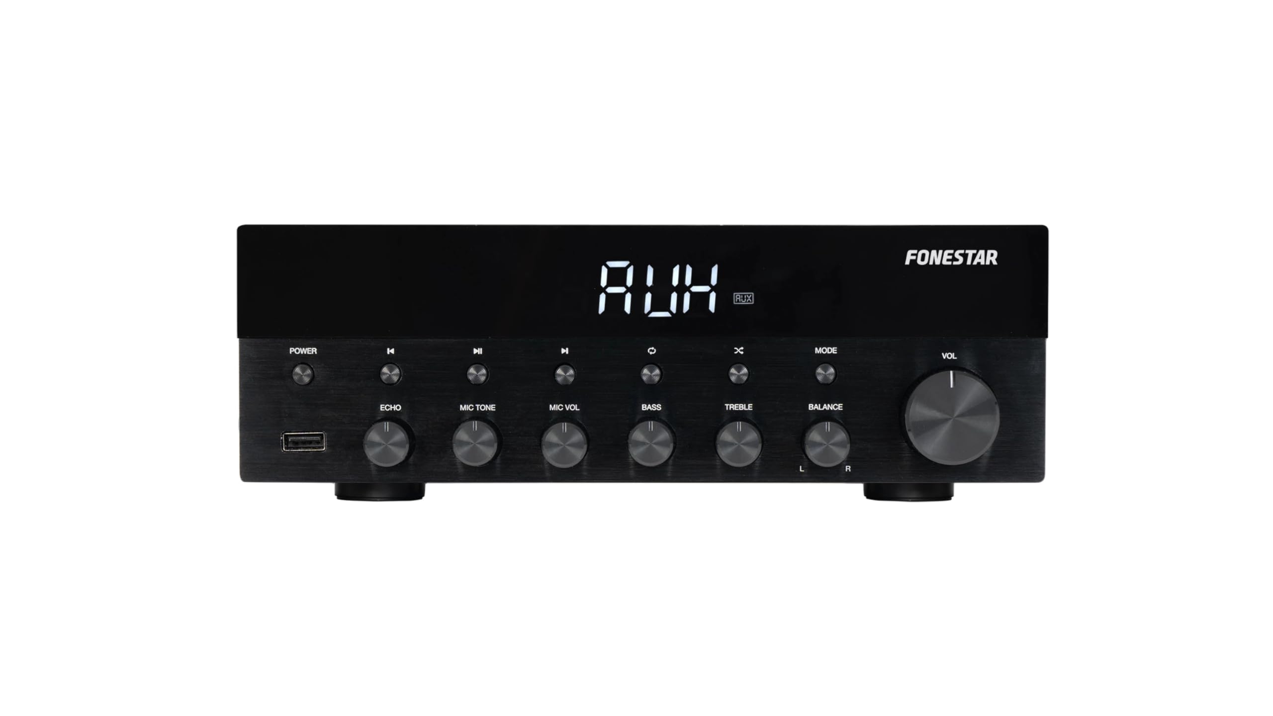 FONESTAR Amplificador Estéreo Bluetooth, USB/MP3, Radio FM, HiFi 15+15w RMS de Potencia As-1515