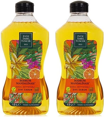 Doğal Zeytinyağlı Sıvı Sabun; Bodrum Mandalinası, 1,5 L Pet Şişe (1 x 1500 ml) (2 paketi)