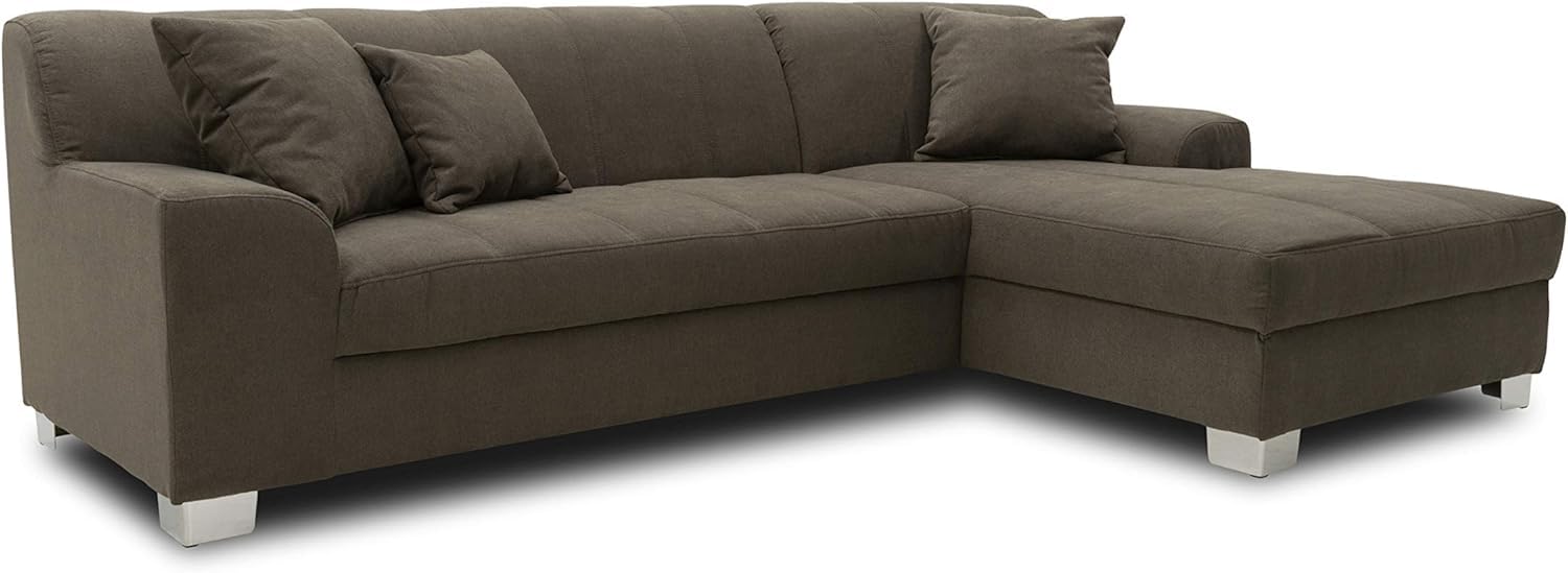DOMO. collection Ecksofa Capri, Sofa in L-Form, Couch, Polsterecke, Eckcouch, Sofa-Garnitur, Longchair rechts 239 x 152 x 75 cm (BxTxH), khaki