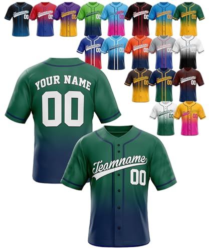 Custom Gradient Baseball Jerseys - Personalized Baseball Shirt with Name Number Logo for Adult, Youth, Men, Women, Boys, Girls - Customized Team Uniforms for Sports Fans, Events, Teams, Gifts