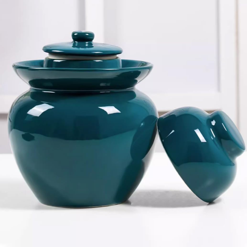 Ceramiczny słoik na marynaty z pokrywkami, duży tradycyjny chiński porcelanowy słoik do marynowania, ceramiczny garnek fermentacyjny z uszczelką wodną pokrywką śluzy powietrznej, garnek z kapustą