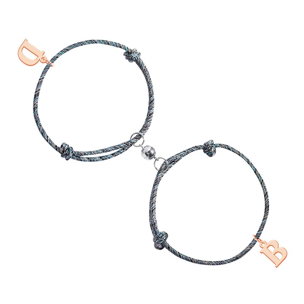 Custom Couple Bracelets — Personalized His & Hers Matching Set With Engraved Nameplate & Adjustable Rope Band (Free Engraving)