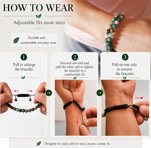 Pulsera de Jade Natural Verde Ajustable 8mm Unisex miniatura 4