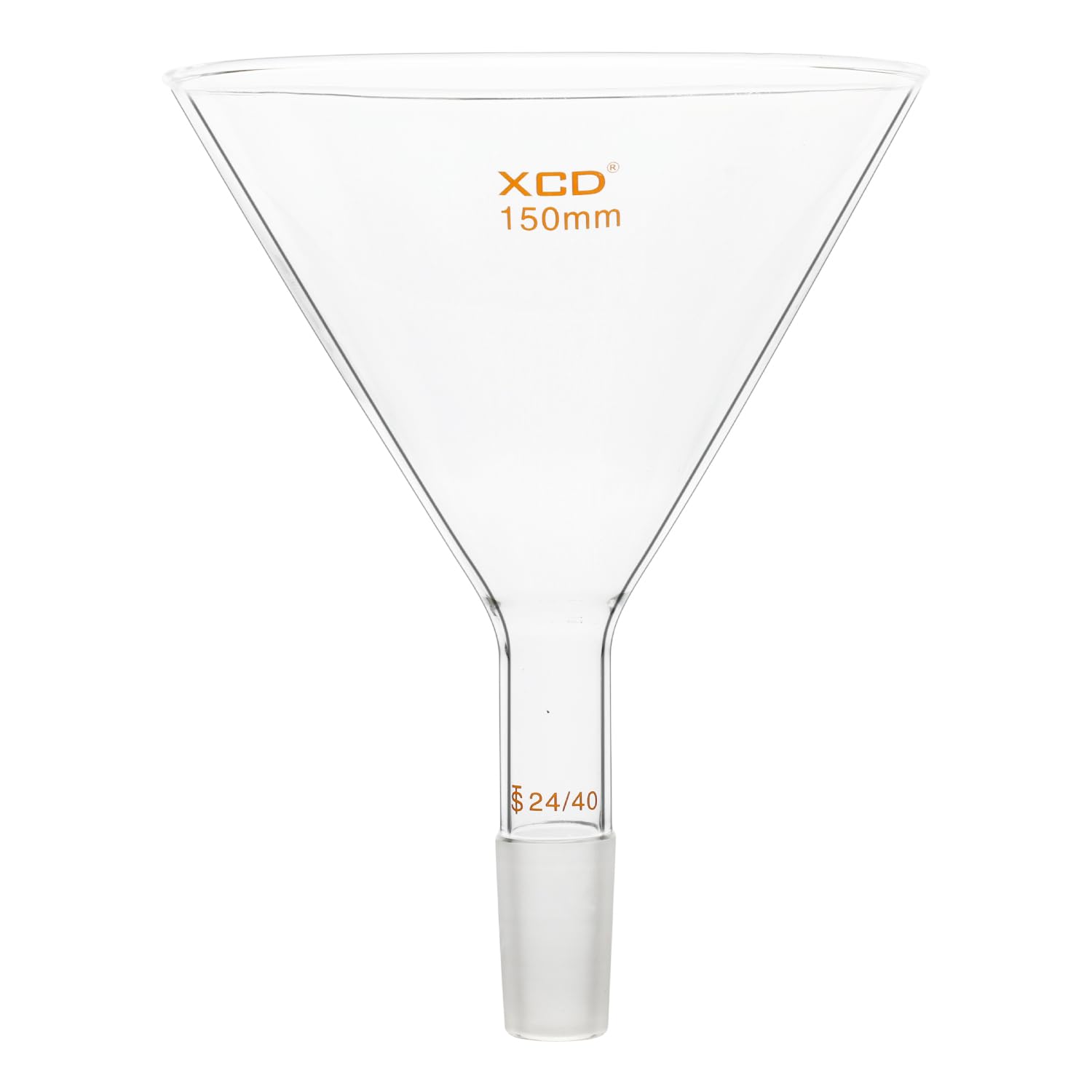 XCD Borosilicate Glass Short Stem Powder Filter Funnel with 150 mm Top Outer Dimension and 24/40 Inner Joint